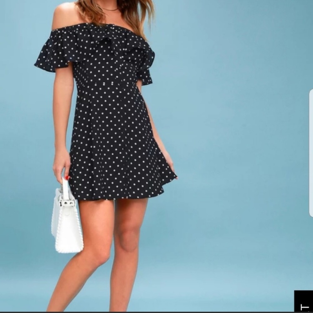 Lulus Navy Off The Shoulder Dress